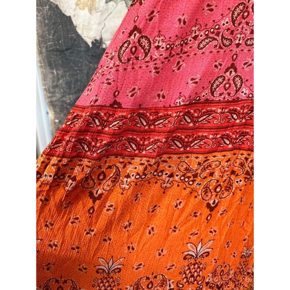 New Farm Rio Anthropologie  Maxi Dress Pink Paisley Sunset Size Large Cover Up - Picture 9 of 10